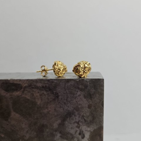 BRYŁKI nieregularne kolczyki sztyfty pozłacane
