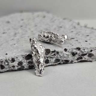 Bryłki kolczyki duże srebrne gniecione