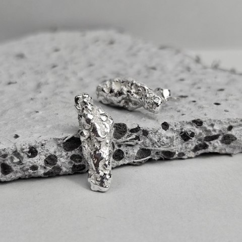 Bryłki kolczyki duże srebrne gniecione