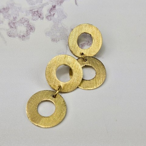 CIRCA podwójne eleganckie kolczyki koła sztyfty pozłacane