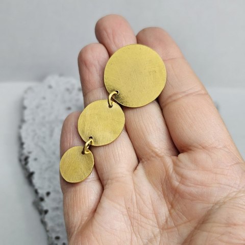 Potrójne kolczyki koła pozłacane Plata