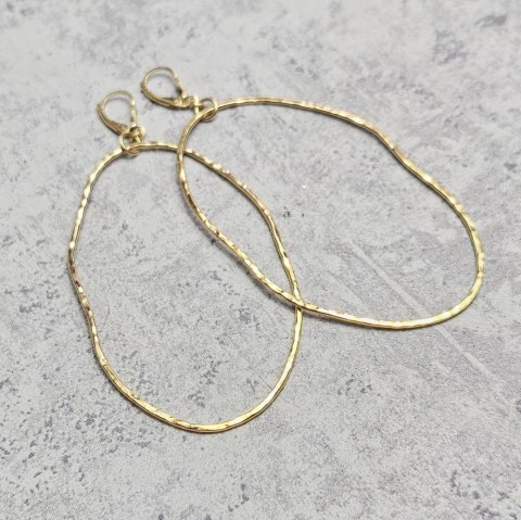 Duże Fale pozłacane kolczyki o nieregularnym kształcie