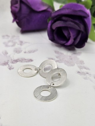 Eleganckie srebrne podwójne kolczyki koła sztyfty