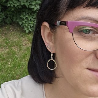 Kolczyki Fale Małe srebrne nieregularne wiszące na biglu