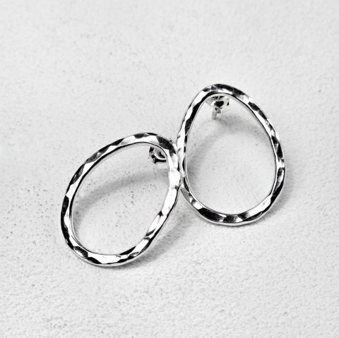 Kolczyki Fale Małe sztyfty srebrne organiczne nieregularne