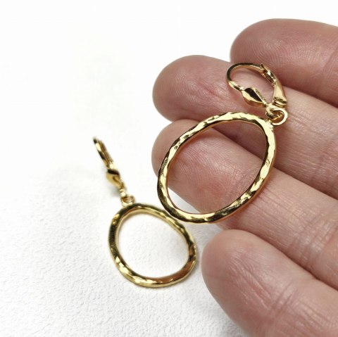 Kolczyki Fale Małe wiszące pozłacane o nieregularnym kształcie