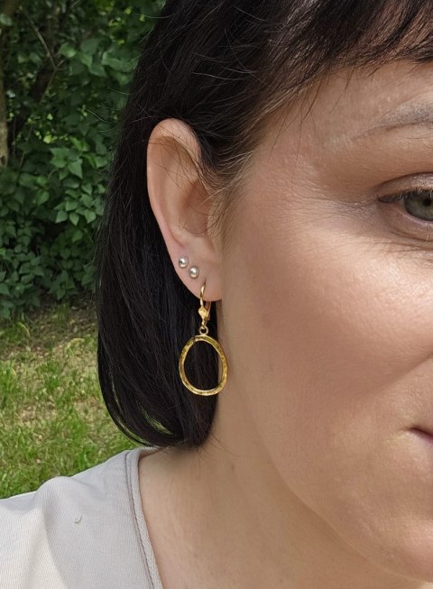 Kolczyki Fale Małe wiszące pozłacane o nieregularnym kształcie