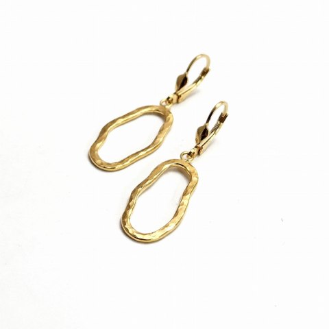 Kolczyki Fale małe slim pozłacane, nieregularne, organiczne na biglu