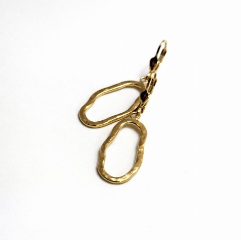 Kolczyki Fale małe slim pozłacane, nieregularne, organiczne na biglu