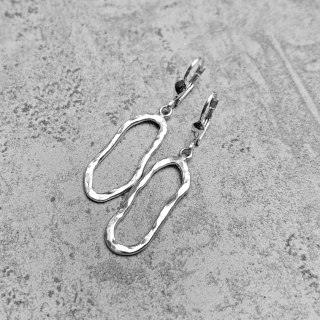 Kolczyki Fale małe slim srebrne na biglu, organiczne, nieregularne