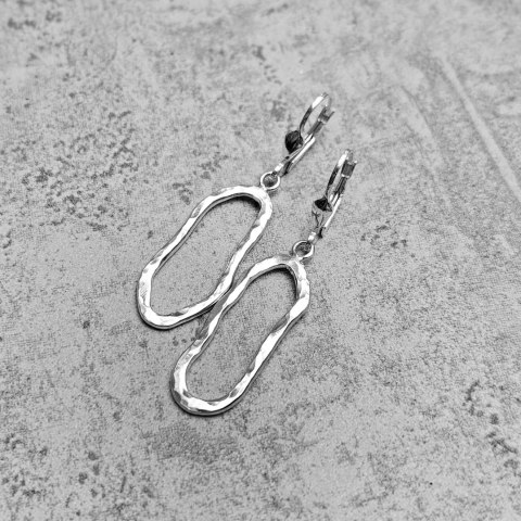 Kolczyki Fale małe slim srebrne na biglu, organiczne, nieregularne