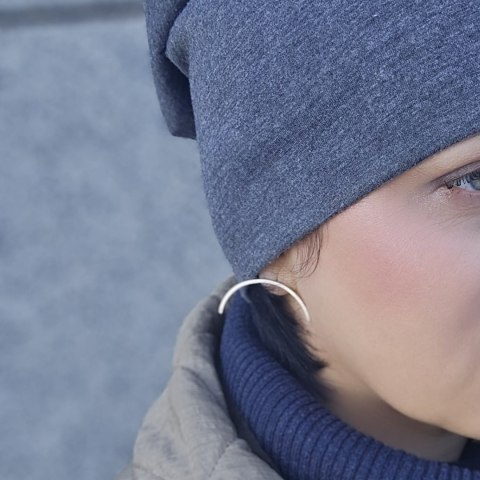 Kolczyki Półkola nowoczesne designerskie srebrne matowe