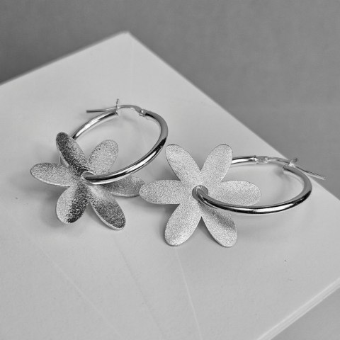 Kolczyki kwiatki srebrne Stokrotki