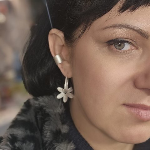 Kolczyki kwiatki srebrne Stokrotki