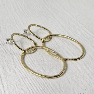 Kolczyki podwójne pozłacane Fale o nieregularnym organicznym kształcie