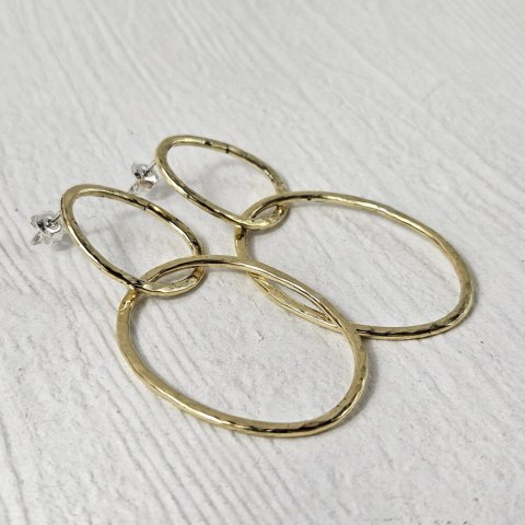 Kolczyki podwójne pozłacane Fale o nieregularnym organicznym kształcie