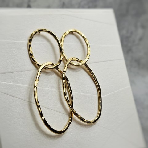 Kolczyki podwójne pozłacane Fale o nieregularnym organicznym kształcie