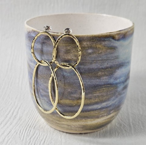 Kolczyki podwójne pozłacane Fale o nieregularnym organicznym kształcie