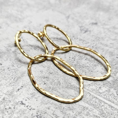 Kolczyki podwójne pozłacane Fale o nieregularnym organicznym kształcie