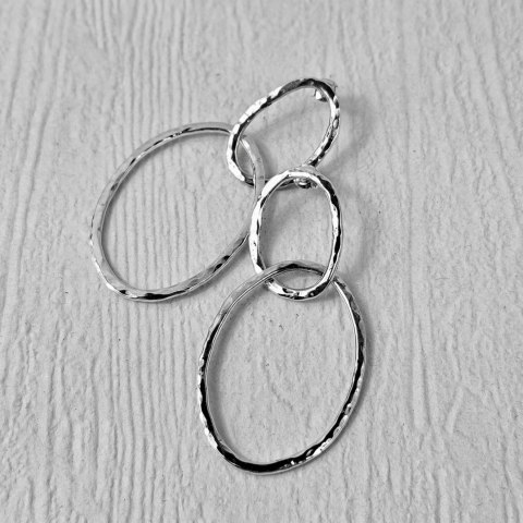 Kolczyki podwójne srebrne Fale o nieregularnym kształcie