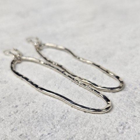 Kolczyki srebrne organiczne nieregularne Fale SLIM duże