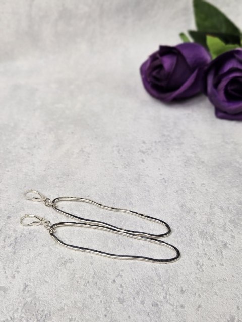 Kolczyki srebrne organiczne nieregularne Fale SLIM duże