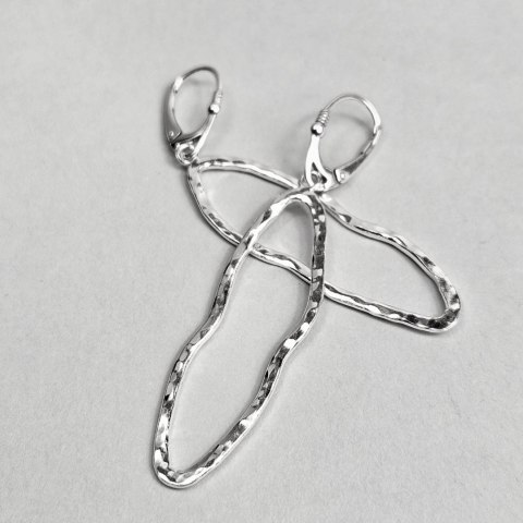 Kolczyki srebrne organiczne nieregularne Fale SLIM średnie