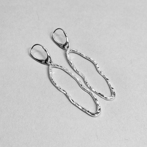Kolczyki srebrne organiczne nieregularne Fale SLIM średnie