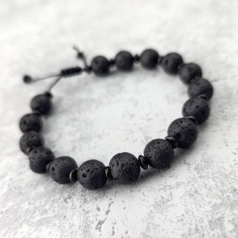 Męska Bransoletka z Lawą wulkaniczną