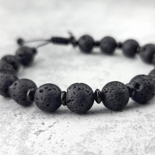 Męska Bransoletka z Lawą wulkaniczną
