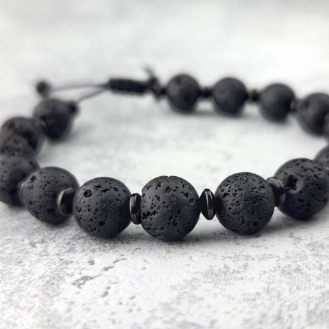 Męska Bransoletka z Lawą wulkaniczną