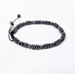 Męska Bransoletka z szarego hematytu i larvikitu