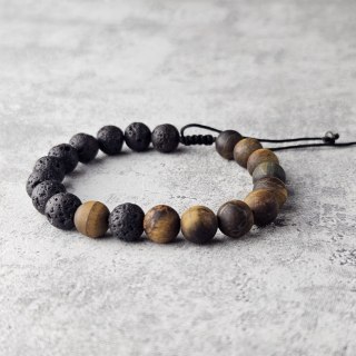 Męska bransoletka z Tygrysim okiem i Lawą