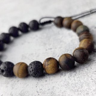 Męska bransoletka z Tygrysim okiem i Lawą