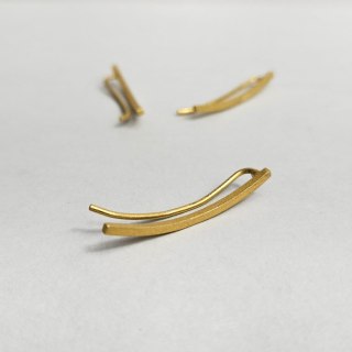 Nausznica długa srebrna pozłacana matowa kolczyk wsuwka