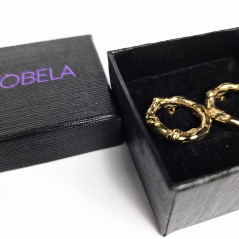 Nieregularne srebrne pozłacane kolczyki małe koła sztyfty Volcano