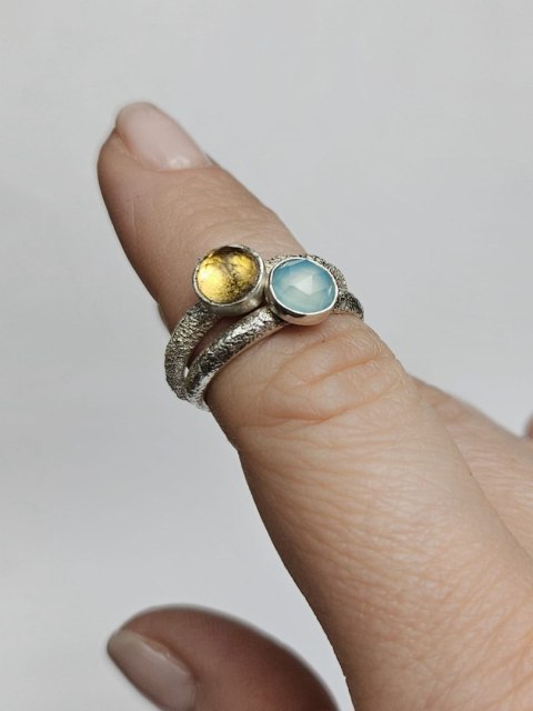 Pierścionek srebrny z cytrynem z kolekcji KORA