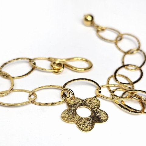 Pozłacana srebrna bransoletka z niezapominajką z kolekcji Ogrody