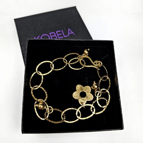 Pozłacana srebrna bransoletka z niezapominajką z kolekcji Ogrody