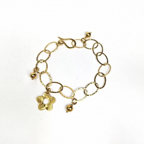 Pozłacana srebrna bransoletka z niezapominajką z kolekcji Ogrody