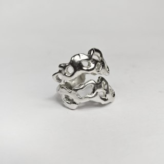 Regulowany ażurowy organiczny srebrny pierścionek SMUGI