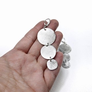 Srebrne nowoczesne kolczyki koła potrójne PLATA