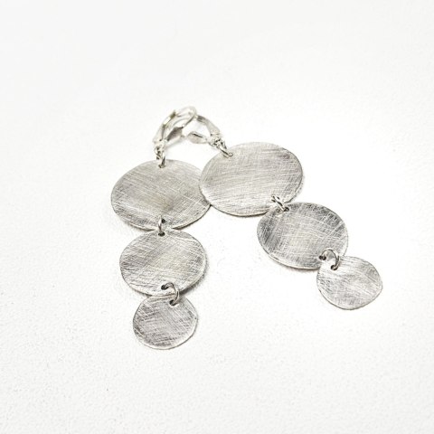 Srebrne nowoczesne kolczyki koła potrójne PLATA