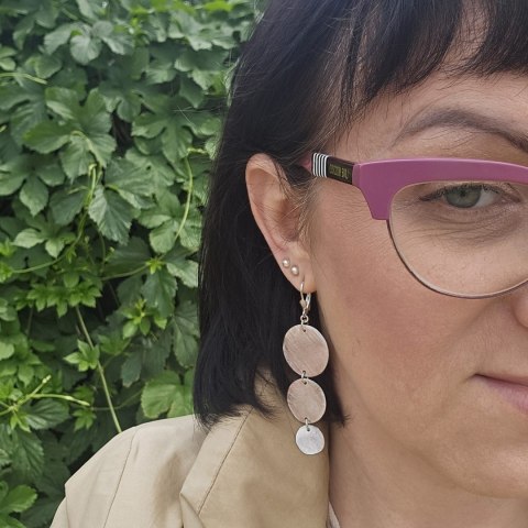 Srebrne nowoczesne kolczyki koła potrójne PLATA