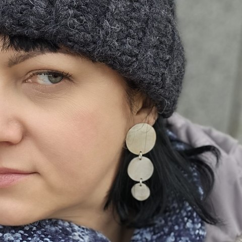 Srebrne nowoczesne kolczyki koła potrójne PLATA