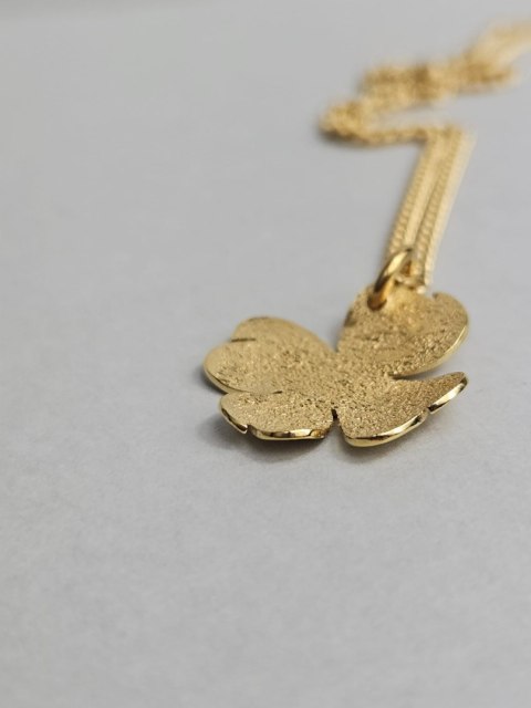 Wisior srebrna pozłacana koniczynka