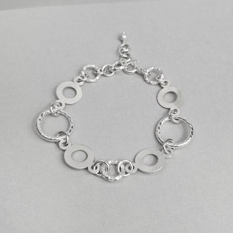 Bransoletka CIRCA, srebro, z kółek