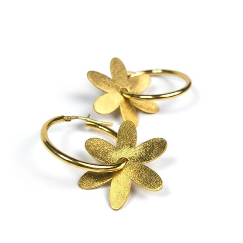 Kolczyki wiszące Stokrotki srebro pozłacane