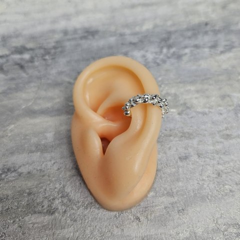 Nausznica ROSA, srebro, z kulkami