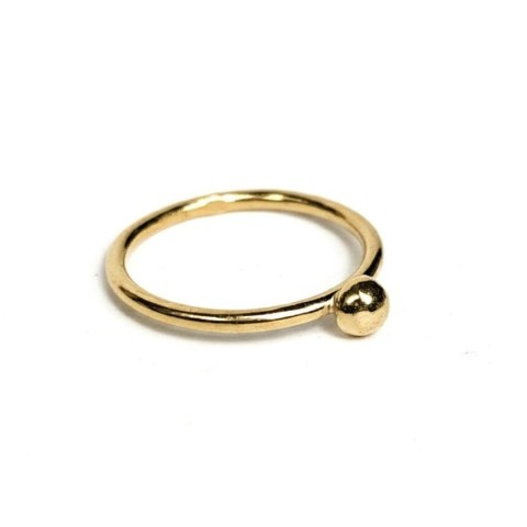 Pierścionek pozłacany gładki z kulką